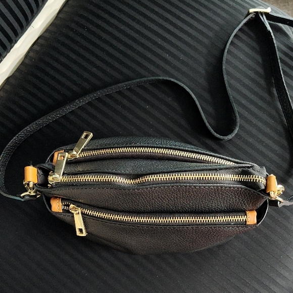 Black Leather Crossbody Bag - Picture 3 of 5
